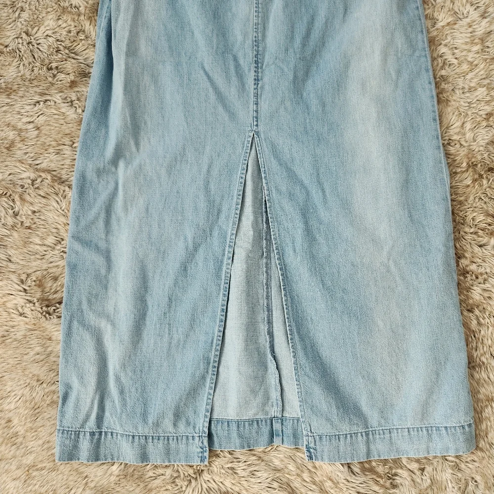 Free People Picture Perfect‎ Midi Dress Light Wash Denim Women's